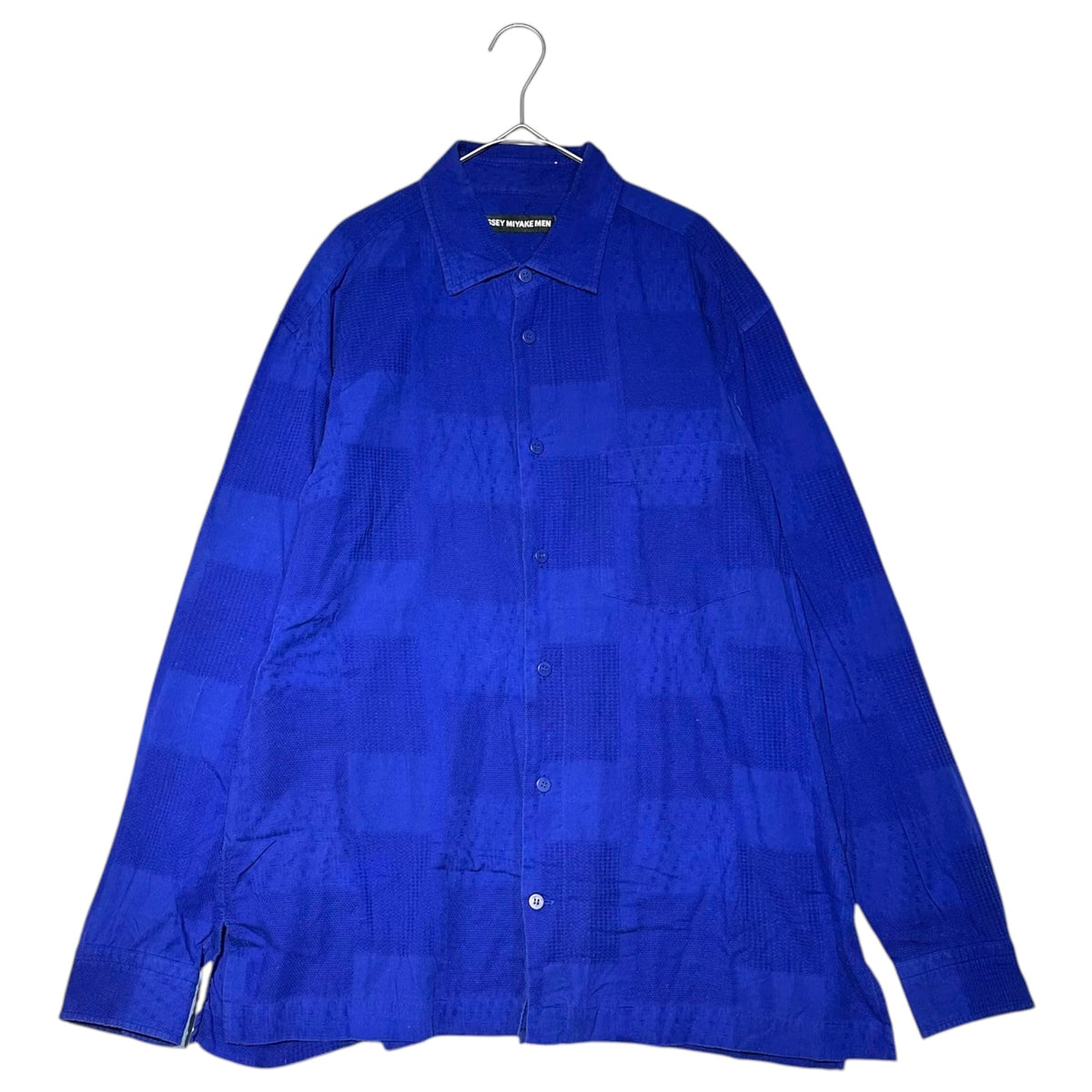 ISSEY MIYAKE MEN 13SS Panel Check Cotton Shirt Blue Size 3