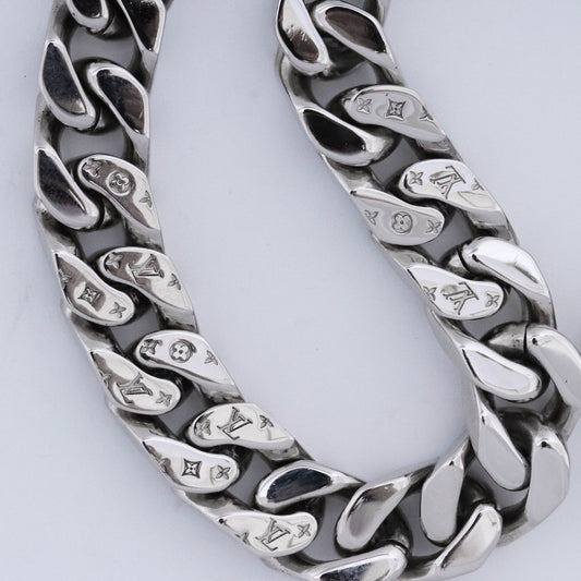 LOUIS VUITTON LV Chain Links Metal Necklace Silver Size F