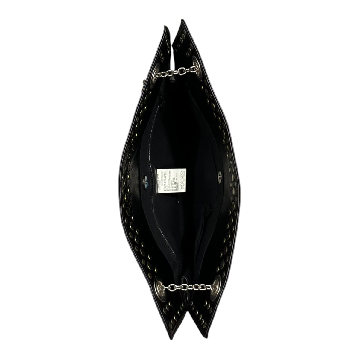 Y's Leather Stud Double-Chain Shoulder Bag