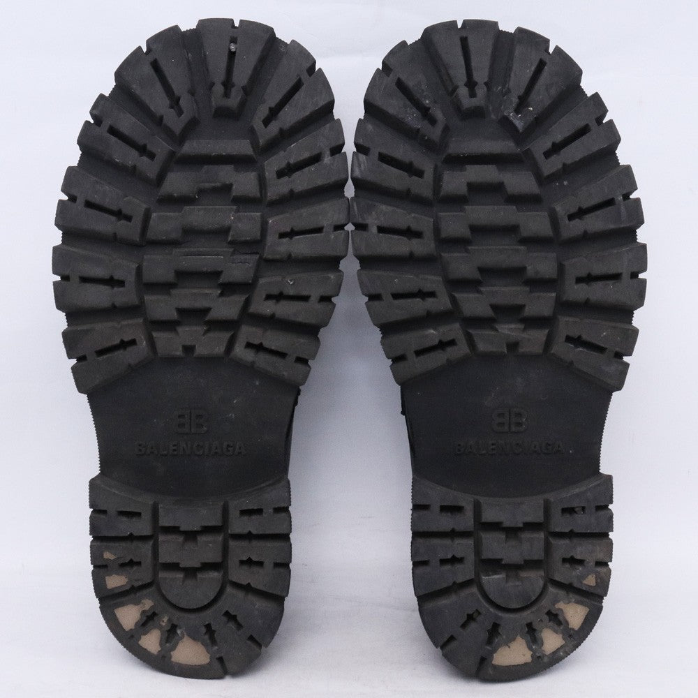 BALENCIAGA TRACTOR LOAFER Damaged Leather Loafers Black