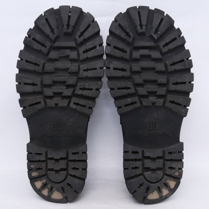 BALENCIAGA TRACTOR LOAFER Damaged Leather Loafers Black
