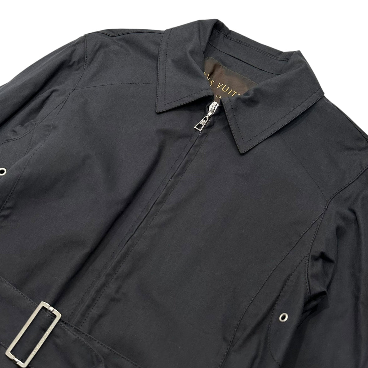 LOUIS VUITTON Monogram Zip Coated Macintosh Coat Size 34