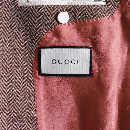 GUCCI Houndstooth Double Breasted Vest Brown Size 44