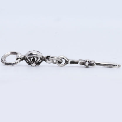 CHROME HEARTS 1 Ball Tiny CH Cross Charm Silver Size F