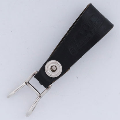 CHROME HEARTS Cross Ball Button Leather Loop Black Belt Size F
