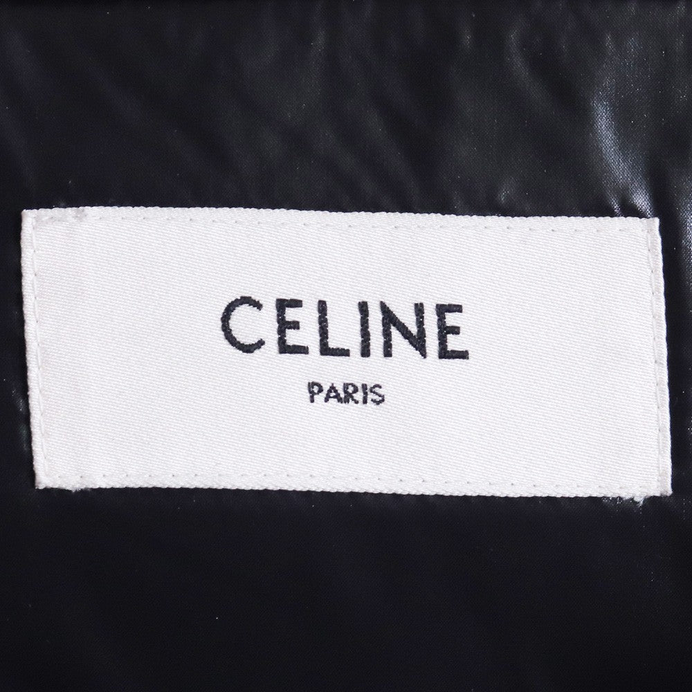 CELINE Logo Nylon Stand Neck Down Jacket Black Size 46