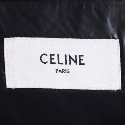 CELINE Logo Nylon Stand Neck Down Jacket Black Size 46