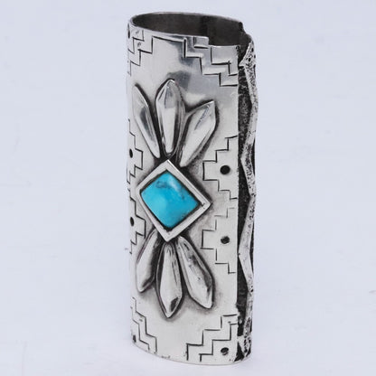 LARRY SMITH Navajo Turquoise Lighter Case Silver Size F