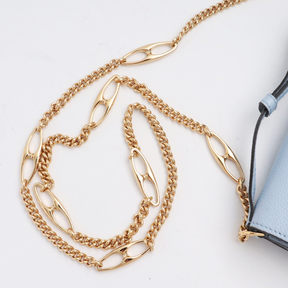 GUCCI ZUMI 2WAY Chain Leather Shoulder Bag Light Blue Size F