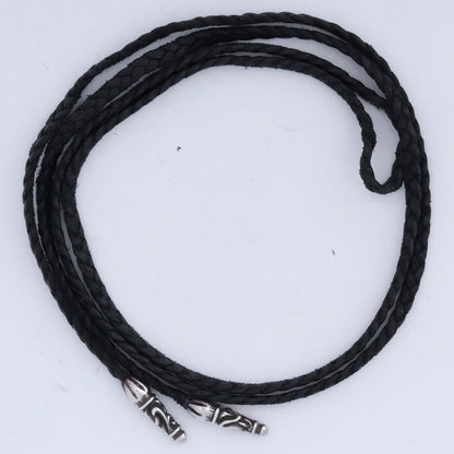 CHROME HEARTS Scroll Leather Braid Necklace Black Size F