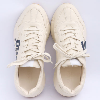 GUCCI Rhyton Logo Leather Lace-up Sneakers Beige Size 30cm