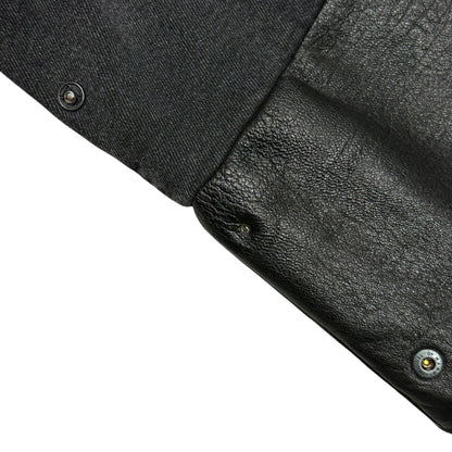 P.L.N. Super Long Leather Panel Pants Black Size M