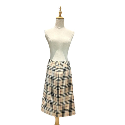 Burberry's Vintage Nova Check Wool Skirt Beige Size 38