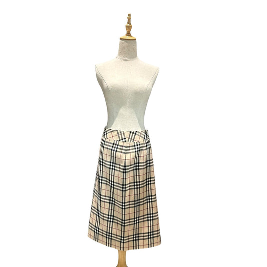 Burberry's Vintage Nova Check Wool Skirt Beige Size 38