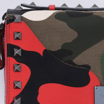 VALENTINO Garavani Camouflage Rockstud Zip Green Long Wallet Size F