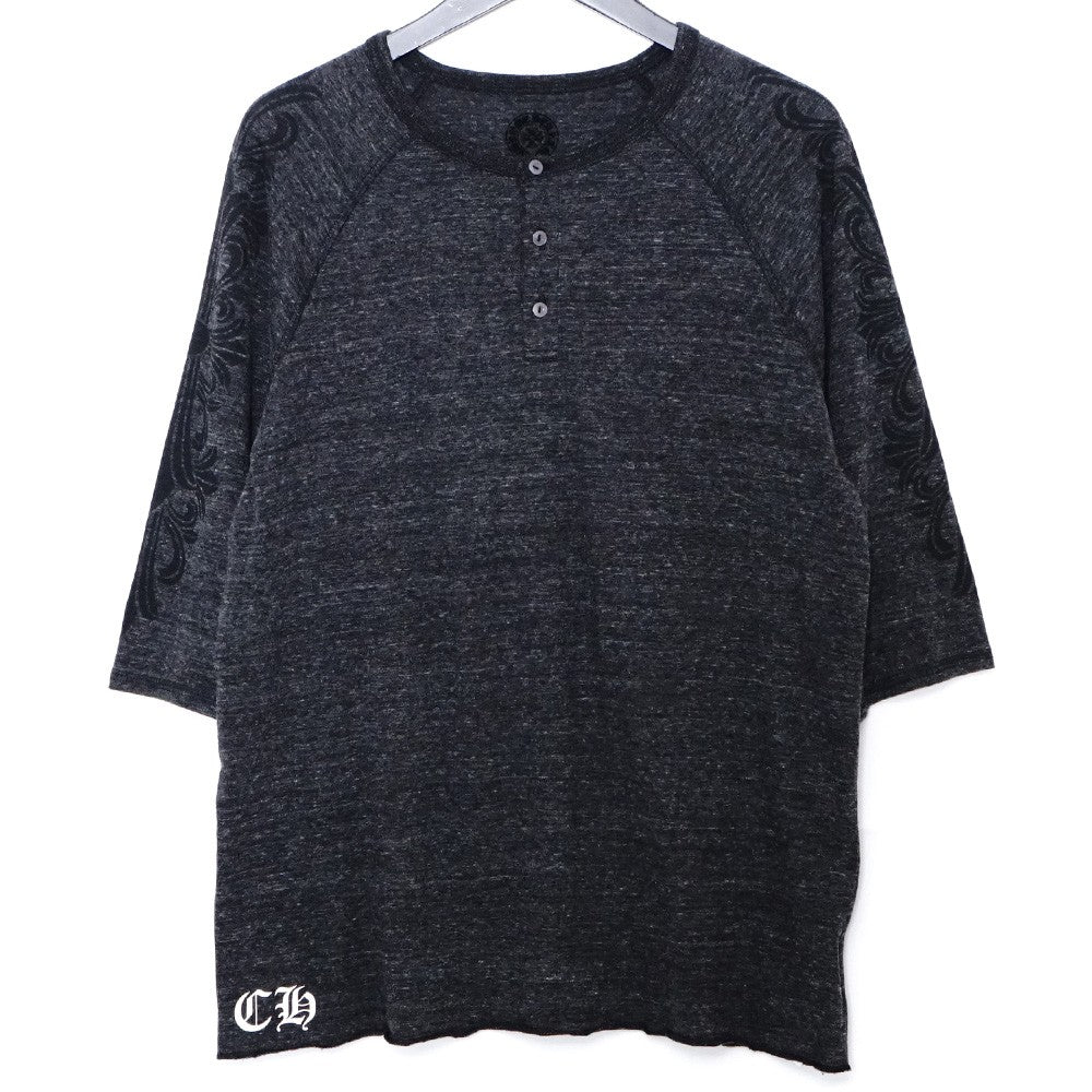 CHROME HEARTS Old Henry Neck Floral T-Shirt Gray Size XL