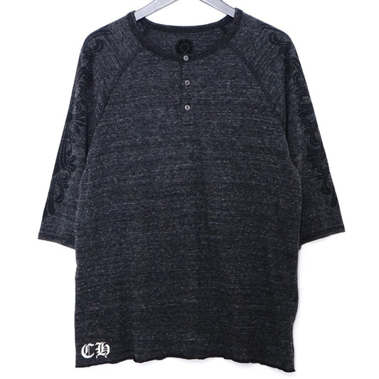 CHROME HEARTS Old Henry Neck Floral T-Shirt Gray Size XL
