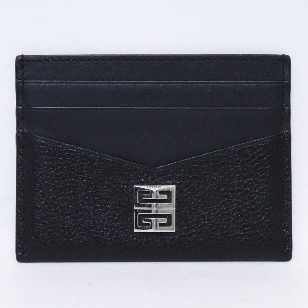 GIVENCHY 4G Plaque Grained Leather Card Holder Black Card Case Size F