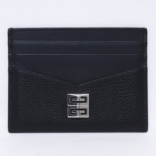 GIVENCHY 4G Plaque Grained Leather Card Holder Black Card Case Size F
