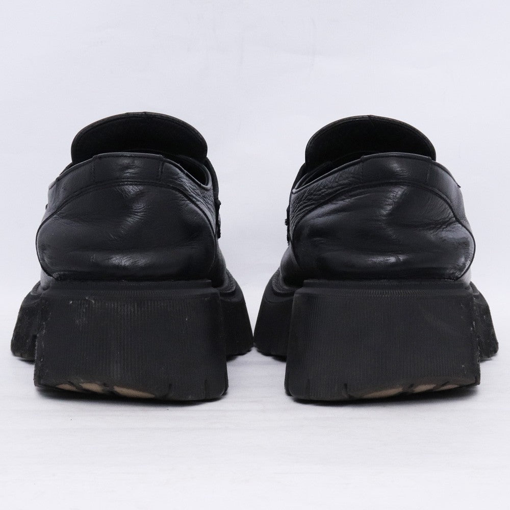 BALENCIAGA TRACTOR LOAFER Damaged Leather Loafers Black