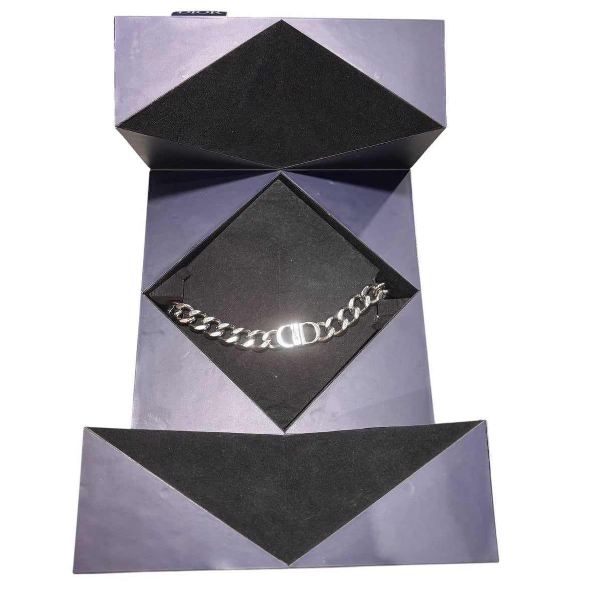 Christian Dior CD ICON Chain Link Necklace Silver