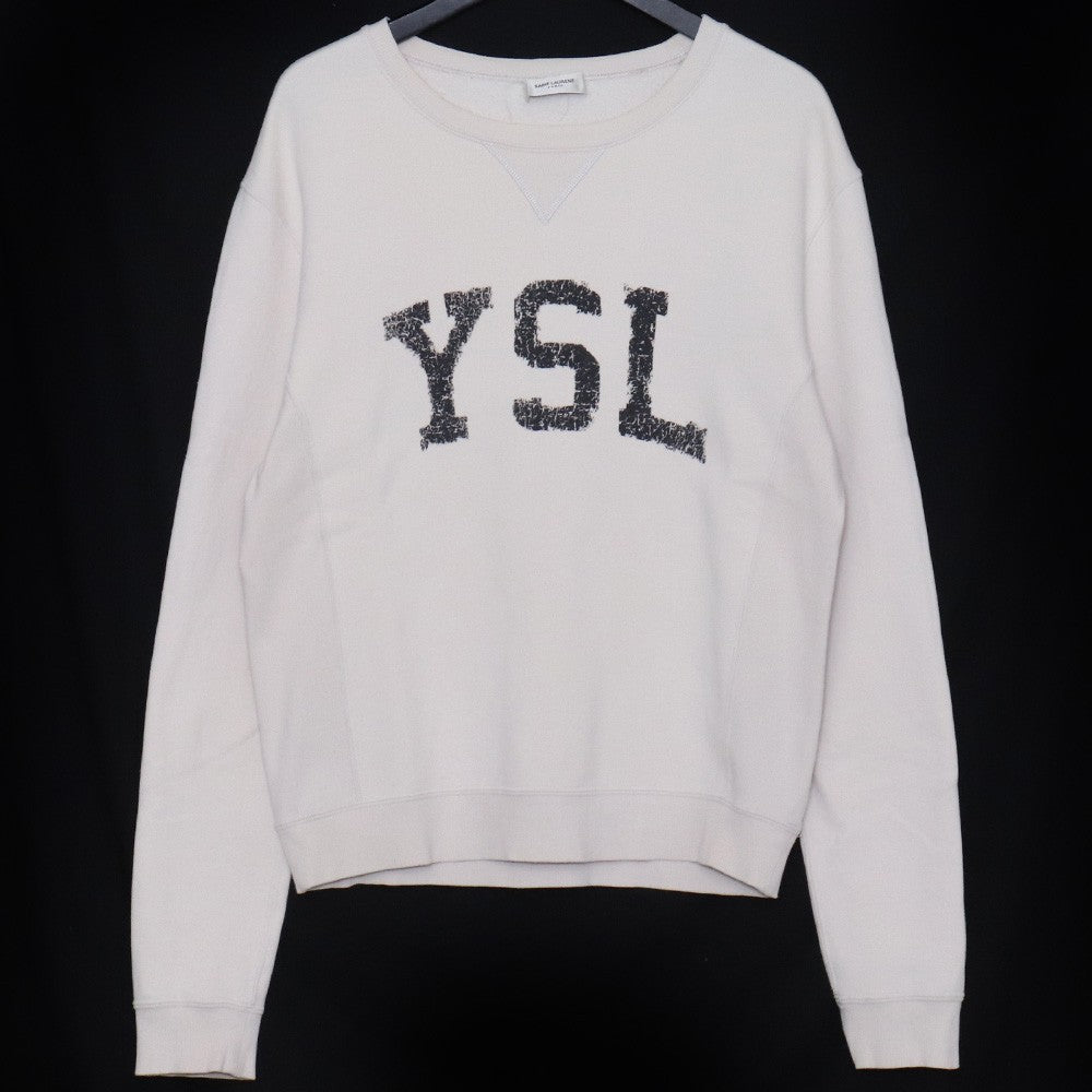 Saint Laurent Paris 21AW Logo Print Sweatshirt Beige Size S