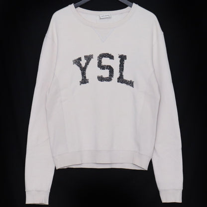Saint Laurent Paris 21AW Logo Print Sweatshirt Beige Size S