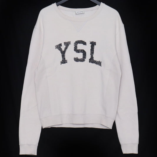 Saint Laurent Paris 21AW Logo Print Sweatshirt Beige Size S
