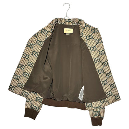 GUCCI Cruise 24/25 GG Logo Wool Bomber Jacket Size 36