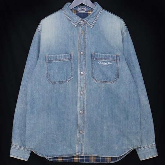 DIOR 25SS Cotton Denim Overshirt Indigo Shirt Size 39