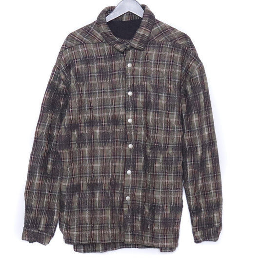 A.F ARTEFACT Needle Punch Checked Shirt Khaki Size 2