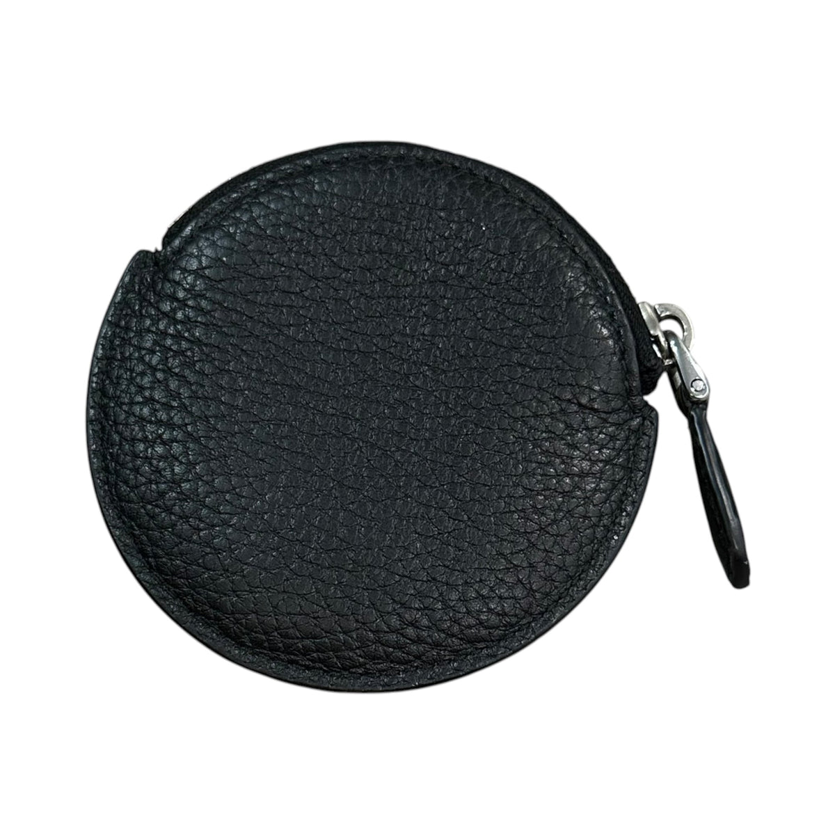 PRADA Vitello Daino Leather Round Coin Purse Black
