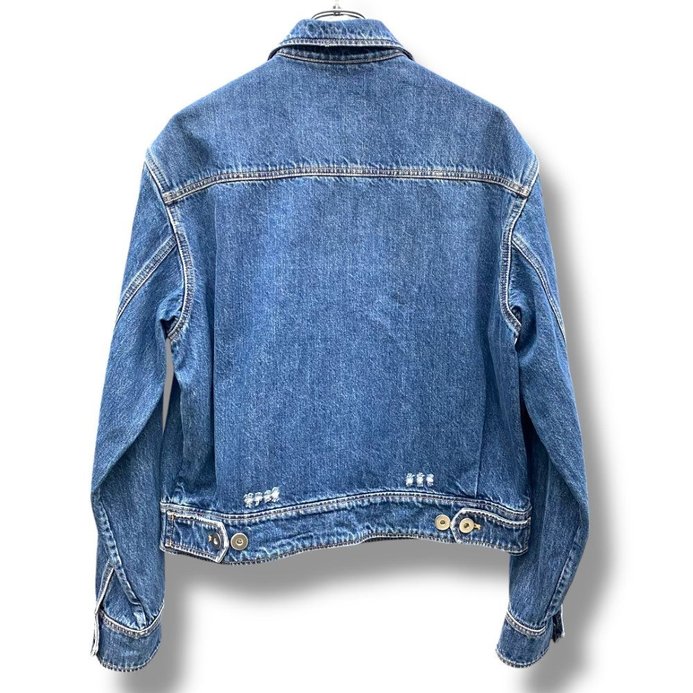 PRADA 2021 Triangle Logo Zip Denim Jacket Indigo Size S