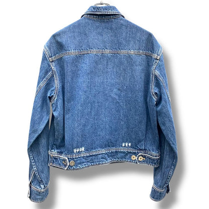PRADA 2021 Triangle Logo Zip Denim Jacket Indigo Size S