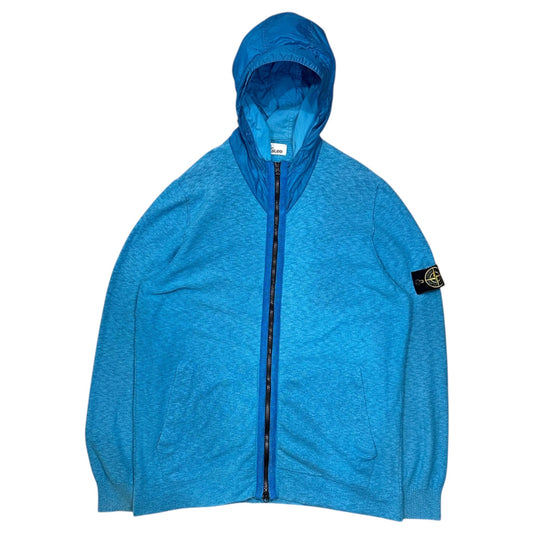 STONE ISLAND Garment-Dyed Knit Nylon Hoodie Blue Size XXL