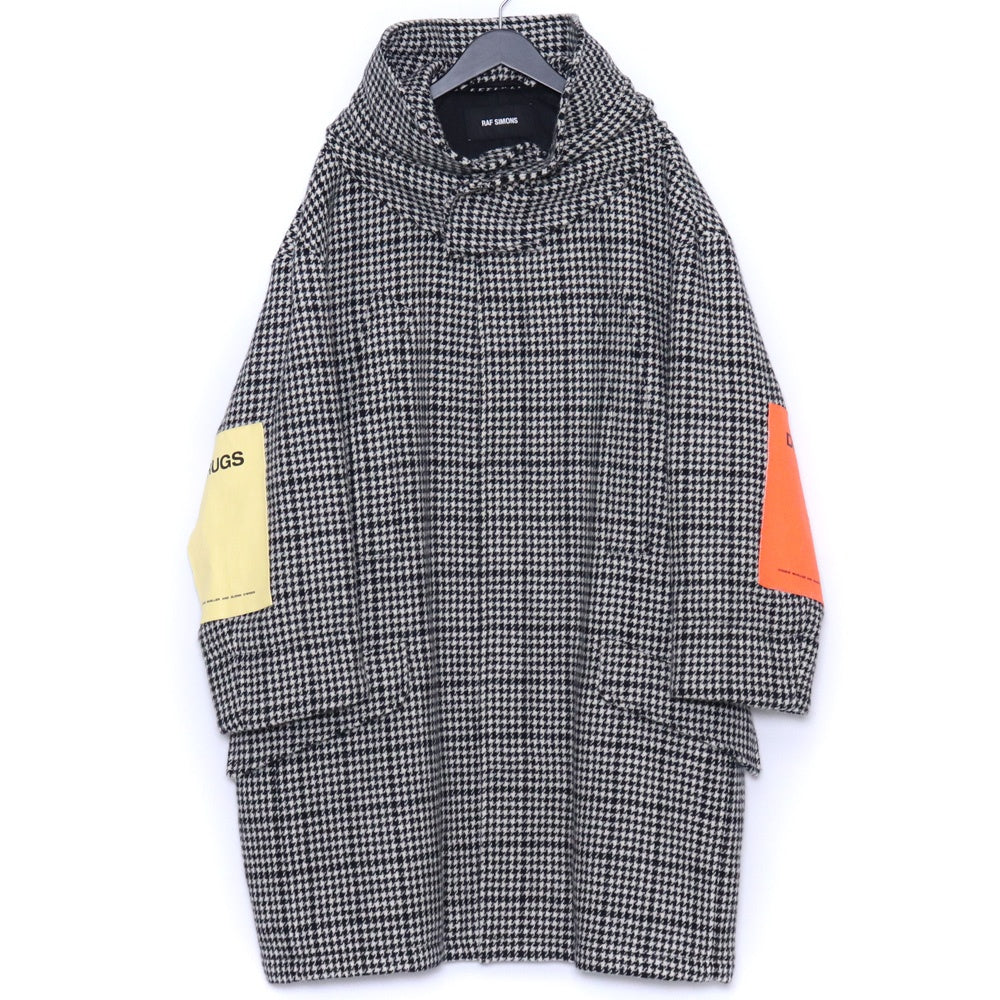 RAF SIMONS 18AW Houndstooth Padded Parka Gray Size 48
