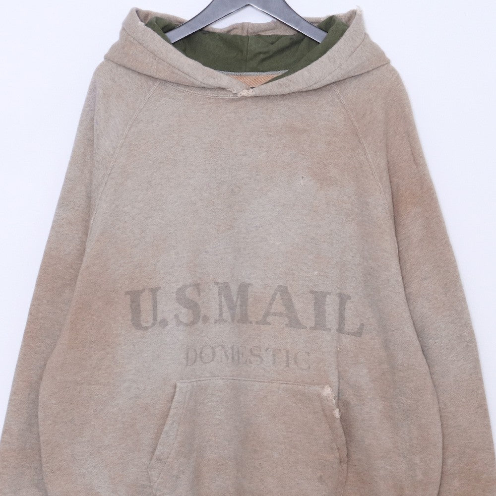 LAID BACK Vintage Processed Front Logo Hoodie Beige Size 2