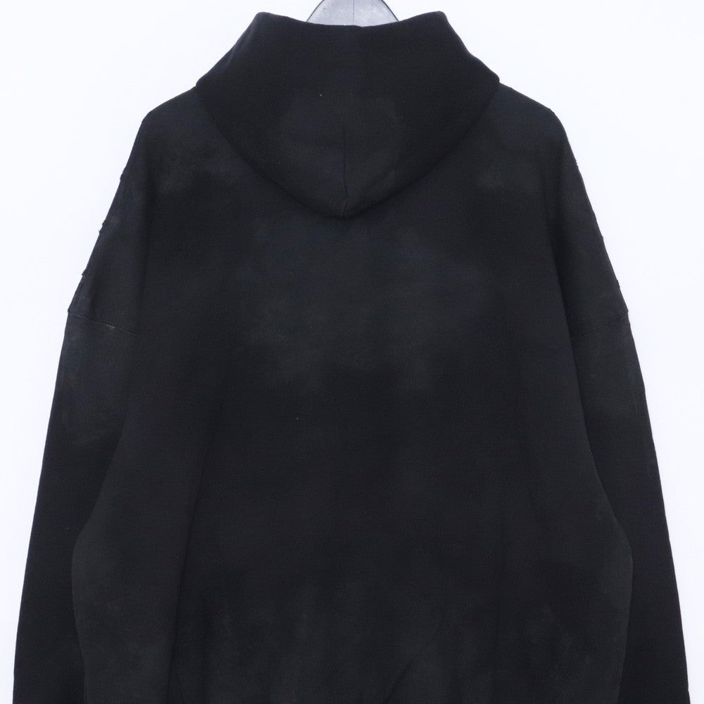 BALENCIAGA SKATER HOODIE Distressed Patch Black Size 2