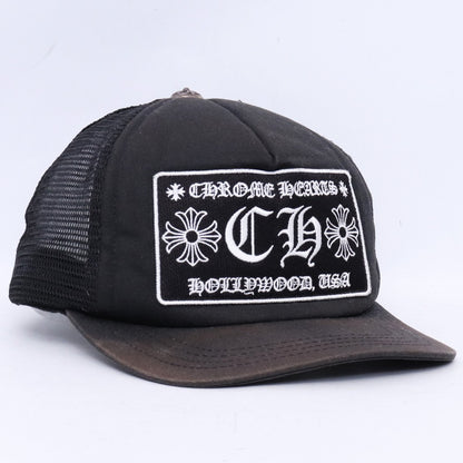CHROME HEARTS Black Mesh Trucker Cap Size F