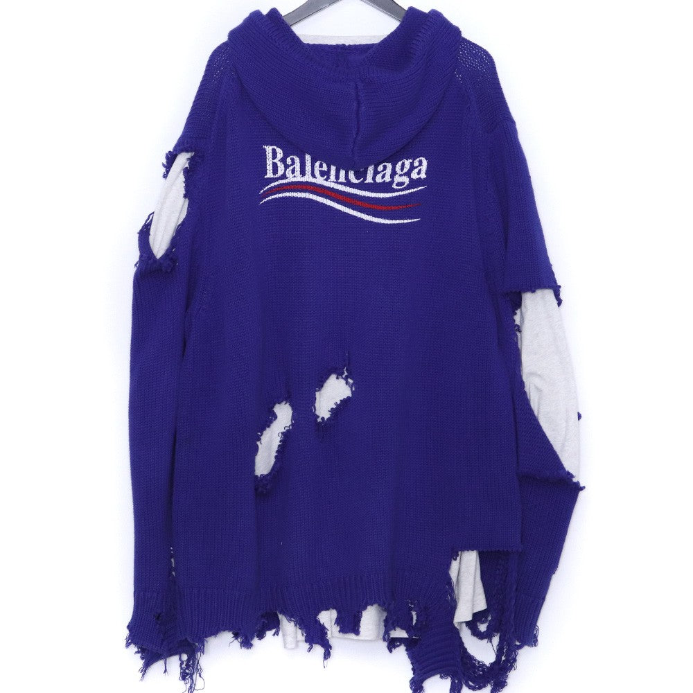 BALENCIAGA 21AW Political Campaign Hoodie Blue Size S