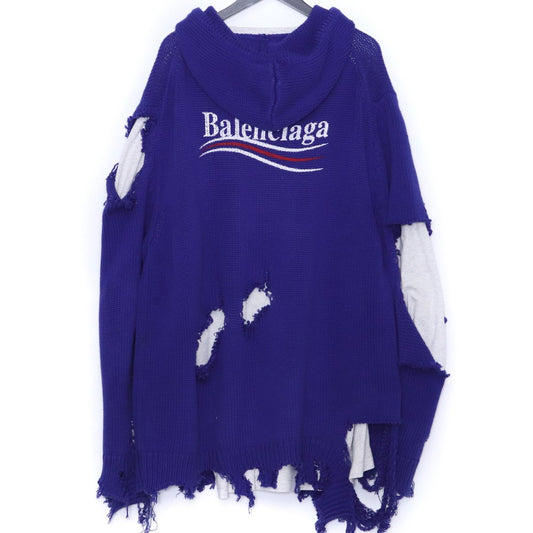 BALENCIAGA 21AW Political Campaign Hoodie Blue Size S