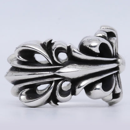 CHROME HEARTS Double Floral Cross Ring Silver Size ONE SIZE