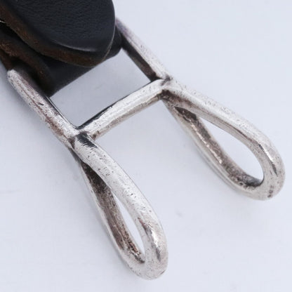 CHROME HEARTS Cross Ball Button Leather Loop Black Belt Size F