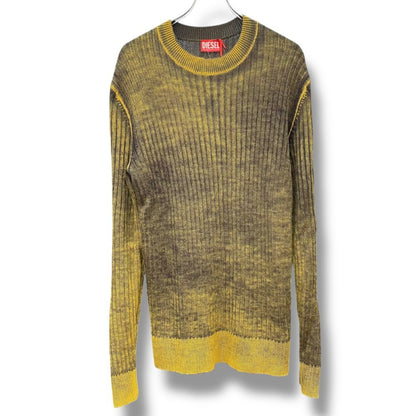 DIESEL K-ANDELERO Crew Neck Knit Sweater Yellow Size XL