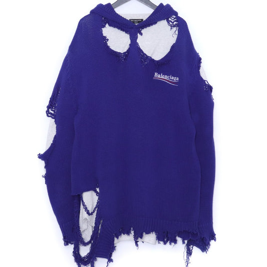 BALENCIAGA 21AW Political Campaign Hoodie Blue Size S