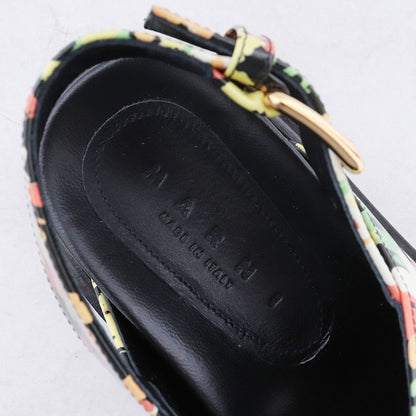 MARNI Leather Floral Crisscross Sandals Black Size 35