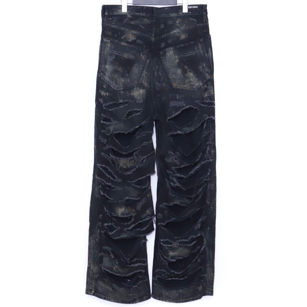 Balenciaga 23SS Super Destroyed Baggy Jeans Black Size S