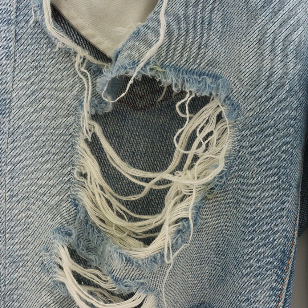 OFF-WHITE Distressed Denim Pants Light Indigo Size 28
