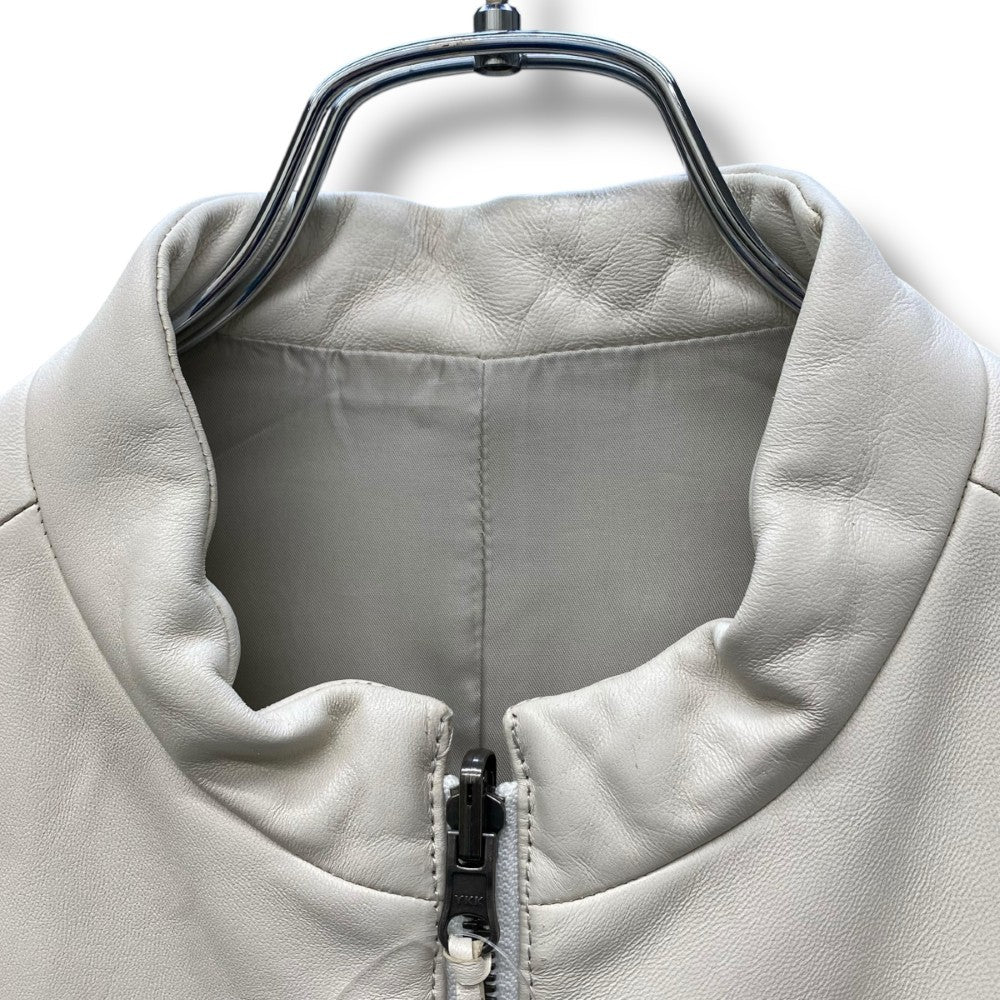 THE VIRIDI-ANNE 20AW Lamb Leather Biker Jacket White Size 3