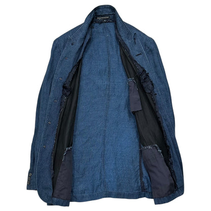 YOHJI YAMAMOTO POUR HOMME Indigo Striped Jacket Size 3